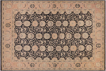 handmade Transitional Lahore Charcoal Pink Hand Knotted RECTANGLE 100% WOOL area rug 9 x 12